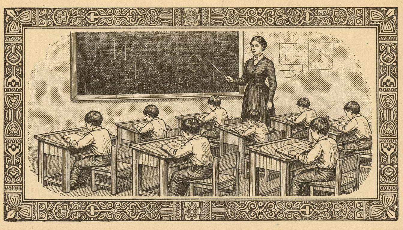 Aula tradicional mexicana con maestra y alumnos